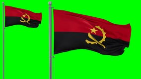 Angola looped flag waving in the wind with colored chroma key for easy background remove, cycle seamless loop video