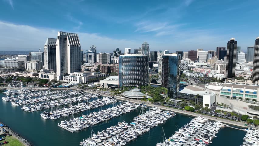 San Diego Downtown At San Diego In California United States. Famous Coast City. Harbor Island. San Diego Downtown At San Diego In California United States.