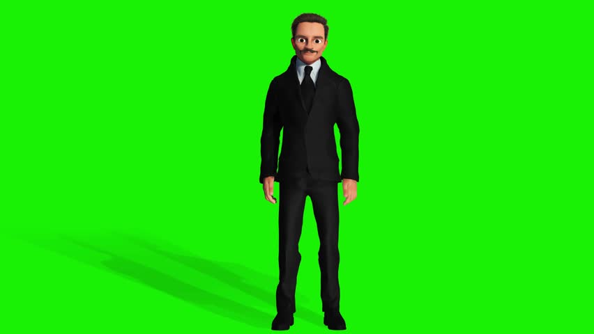 3D Cartoon Character Handsome Businessman Suit on Green Screen Royalty-Free Stock Footage #1110888657