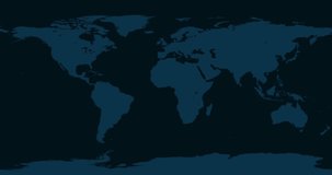 World Map Zoom In To St Kitts Nevis. Animation in 4K Video. White St Kitts Nevis Territory On Dark Blue World Map