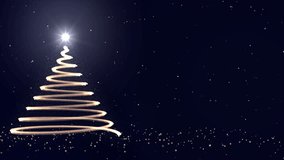 Merry Christmas greeting animated background. Christmas tree with golden particles and glowing star on dark background. - Powered by Shutterstock - Get 15% off with code: PIKWIZARD15