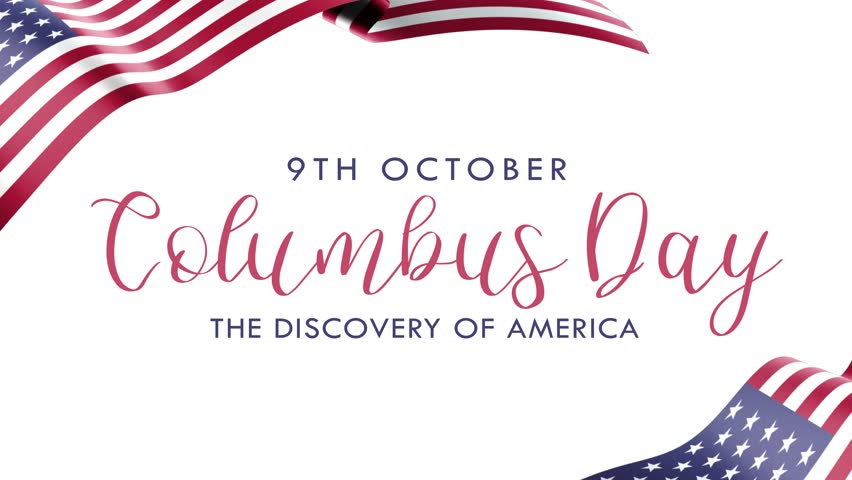 Happy Columbus Day Text Animation. Fantastic for banners, social media feed wallpaper stories, and Columbus Day celebrations
