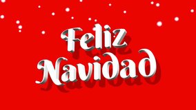 Merry Christmas message with a snowfall Spanish language