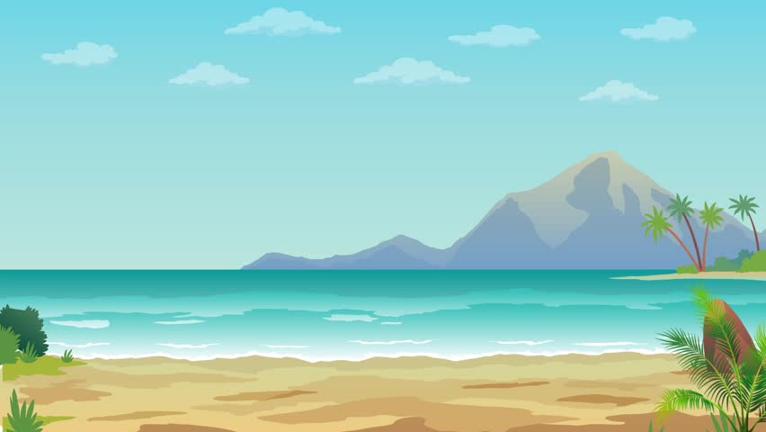 Beautiful Sea Beach landscape cartoon background video