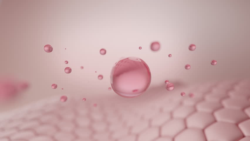 Collagen serum or oil water drop on skin cell, repairing saggy skin. 3D rendering. | Shutterstock HD Video #1110901187