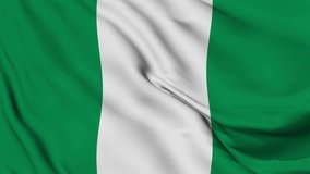 Nigeria flag seamless loop animation. The National flag of Nigeria is 3d waving. Nigeria flag 4k High Resolution.