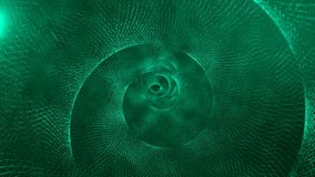 Abstract background in the form of a spiral or tunnel in space. Symmetrically placed dots create a pattern and a rounding. Light glow with green smoke. Rotation. 3d animation for the. 3D Illustration - Powered by Shutterstock - Get 15% off with code: PIKWIZARD15