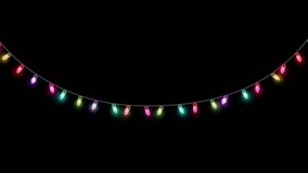 Christmas lights, garland, colorful, blank background
