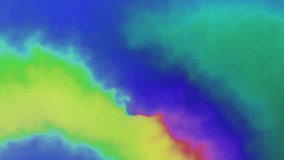 Animation of vibes text in red over blue and green smoke clouds. Social media, emotion, greeting, retro future, digital interface and communication digitally generated video.