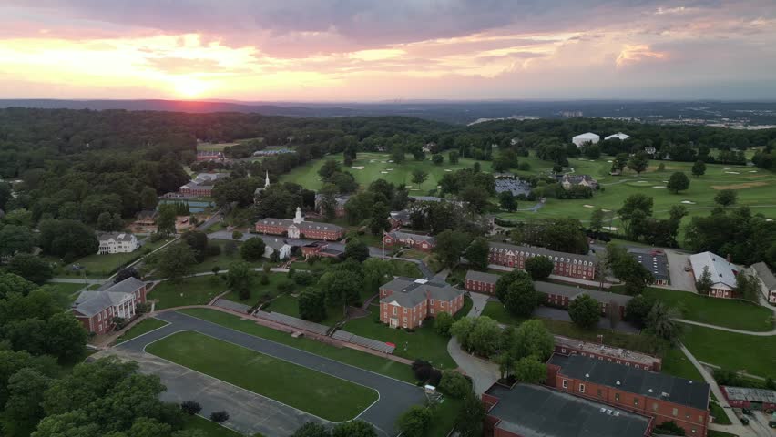 This video shows scenic aerial views of Valley Forge Military Academy.  Valley Forge Military Academy and College is a private boarding school and military junior college in Wayne, Pennsylvania.  