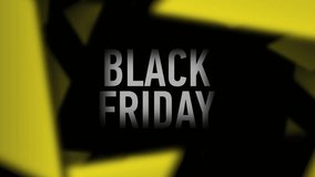 4K animation video for shopping holiday Black Friday. Yellow-black striped cross line. Template for advertising, social media. Desktop wallpaper, screensaver. Concept of sale, discount. Motion design