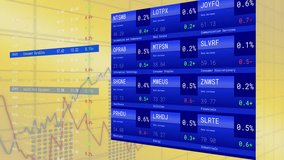 Animation of statistical and stock market data processing against yellow gradient background. Global economy and business data technology concept - Powered by Shutterstock - Get 15% off with code: PIKWIZARD15