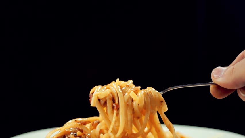 Eat Pasta Italian And Sauce Bolognese. Spaghetti,Tomato And Parmesan. Italian Carbonara Cuisine In Restaurant Eating Pasta Bolognese. Chef Tasting Spaghetti Marinara Sauce.Delicious Italian Pasta Food Royalty-Free Stock Footage #1110958943