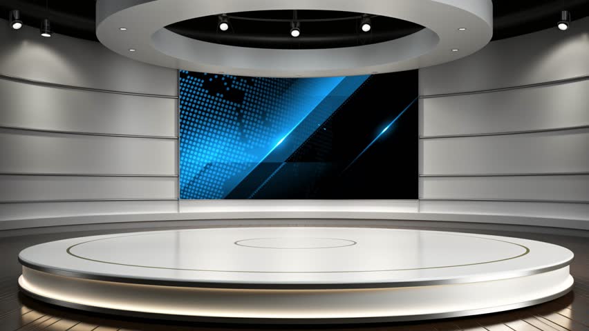 Tv studio. News room. Studio Background. Newsroom bakground. Backdrop for any green screen or chroma key video production. Loop. 3D rendering.
 Royalty-Free Stock Footage #1110962917