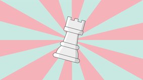 Animated rook chess piece icon with a rotating background.4k video quality