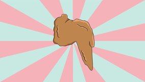 Animated fried wing icon with a rotating background.4k video quality