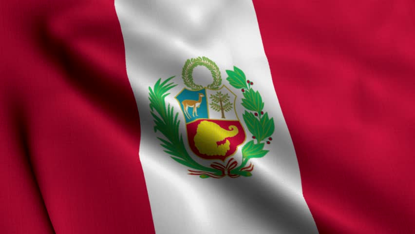 Peru Flag. Waving Fabric Satin Texture Flag of Peru 3D illustration. Real Texture Flag of the Republic of Peru