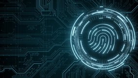 Digital biometric. Security and identify by fingerprint concept. Scanning system of the finger print. 3d rendering of abstract technology circuit board background. Cybersecurity innovation concept - Powered by Shutterstock - Get 15% off with code: PIKWIZARD15