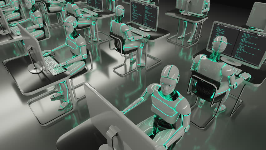 4k loop animation of coding androids | Shutterstock HD Video #1110984105
