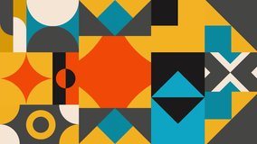 Geometric patterns background loop, animated circles and squares, a modernist abstract background, and a Bauhaus Design style with retro color - Powered by Shutterstock - Get 15% off with code: PIKWIZARD15