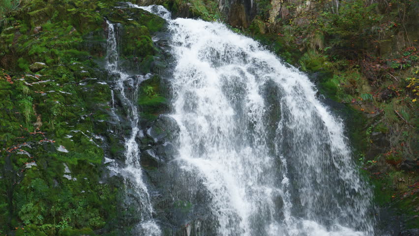 The Giessbach Falls on Lake Brienz in Switzerland in autumn.
