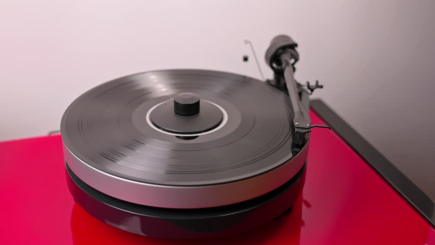 Beautiful close-up view of playing analog vinyl record on Hi-Fi turntable. Sweden. | Shutterstock HD Video #1110987079