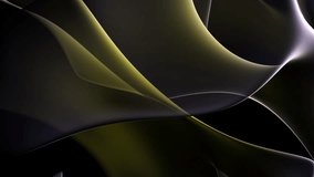 3D render of abstract art video background part of surreal alien sphere ball flower in spherical round wavy smooth soft biological lines forms in transparent plastic in yellow gradient color on black 