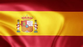 Spain flag is waving 3D animation. Spain flag waving in the wind. National flag of Spain. flag seamless loop animation 4k.