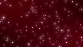 Christmas Red Background Particles with lights and Stars. Glowing Christmas Background Video. Seamless looping 4k