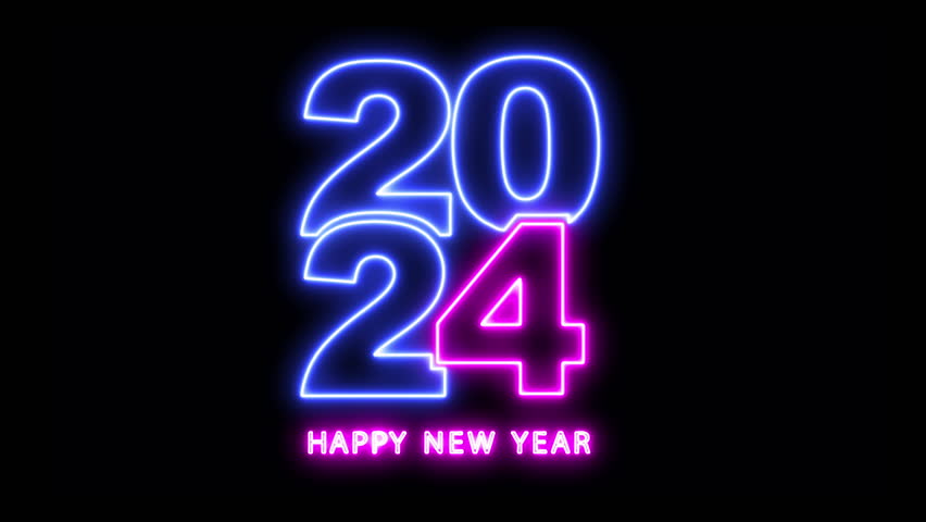 4k Animated Neon Colors Design for 2024 Happy New Year Creative Card Design New Year and Christmas Neon Banner or Card Template. Glowing Neon Illuminated Design Element. Neon Year Card Template. | Shutterstock HD Video #1111009591