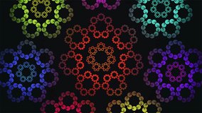 Broadcast Spinning Spiraling Hi-Tech Illuminated HUD Flower Patterns, Multi Color, Events, 3D, Loopable, 4K