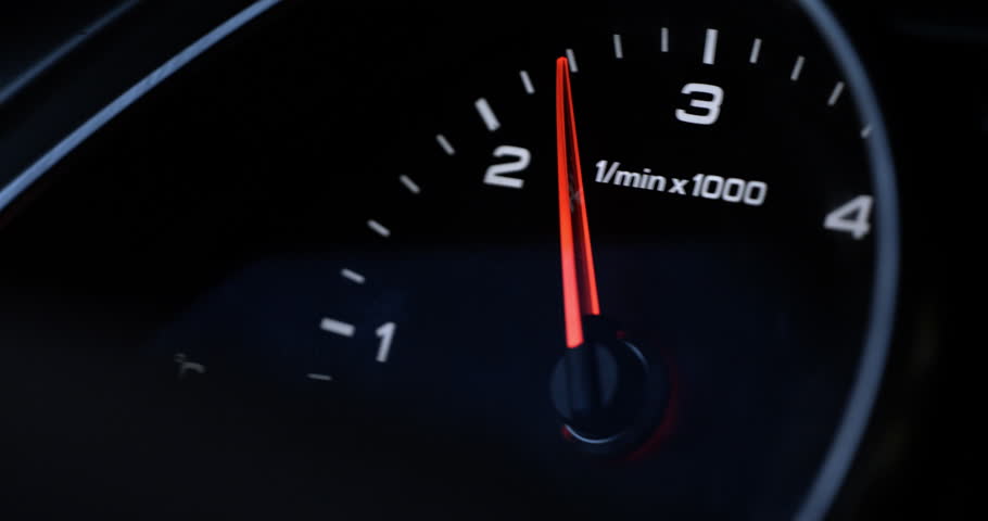 Super slow motion macro of speedometer scoring high speed of anonymous prestigious luxury modern car at 1000fps.