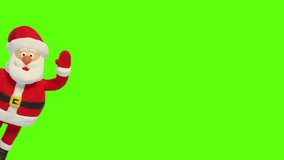 Santa Claus waves his hand while leaning out from the edge of the screen - cartoon plasticine animation with an alpha channel. - Powered by Shutterstock - Get 15% off with code: PIKWIZARD15