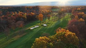 Autumn Golf Course from an Aerial View