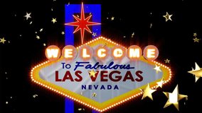 Animation of welcome to fabulous las vegas nevada text on sign board and stars over black background. Digitally generated, hologram, illustration, greeting, casino and city concept. - Powered by Shutterstock - Get 15% off with code: PIKWIZARD15