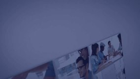 Animation of numbers around globe over multiple interface of diverse people discussing in office. Digital composite, multiple exposure, business, planning, teamwork, globalization and technology. - Powered by Shutterstock - Get 15% off with code: PIKWIZARD15