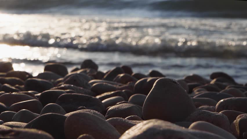 Waves Crashing On Beach Sunset Michigan West Side
