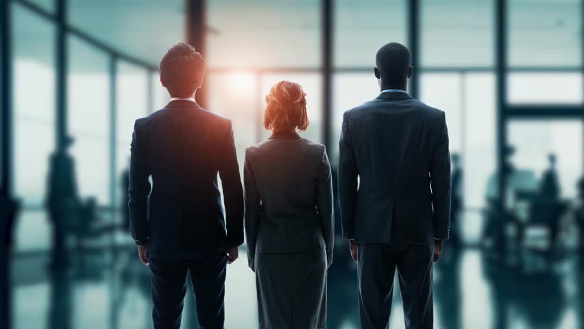 Group of multinational people standing in corporate office and digital code concept. Digital transformation. System engineering. Royalty-Free Stock Footage #1111054961