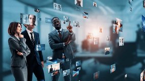 Group of multinational people meeting in the corporate office and stereoscopic screens concept. Digital media. Global business. - Powered by Shutterstock - Get 15% off with code: PIKWIZARD15