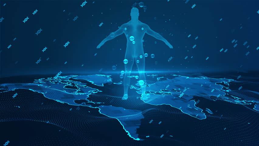 3D Human Body DNA Science Research World Map Background - Powered by Shutterstock - Get 15% off with code: PIKWIZARD15