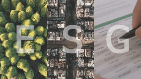 Collage of ESG ethical Save the planet earth nature forest tree, future growth recycle go green people in Net zero waste SDGs Eco friendly world, carbon credit global low CO2 emission industry issues. - Powered by Shutterstock - Get 15% off with code: PIKWIZARD15