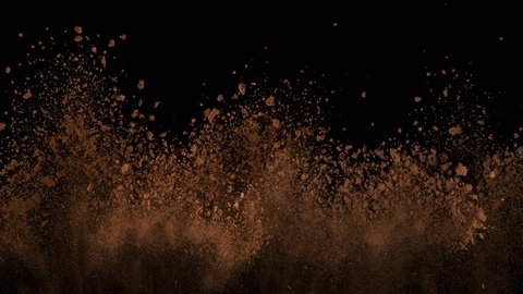 Super Slow Motion Shot of Soil Explosion Isolated on Black Background at 1000fps. วิดีโอสต็อก