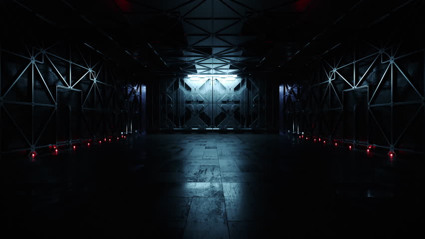 Showcase Event Car Door Opening Dolly Camera Reveal Modern Tunnel Corridor Spaceship Garage Hangar Warehouse Sci Fi Futuristic Metal Panels Structure Showroom 3D Animation | Shutterstock HD Video #1111060449