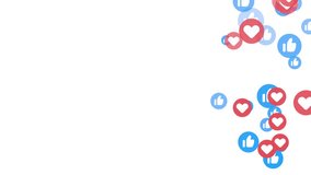 Social media heart shapes and thumbs up icons going up on white background - Powered by Shutterstock - Get 15% off with code: PIKWIZARD15