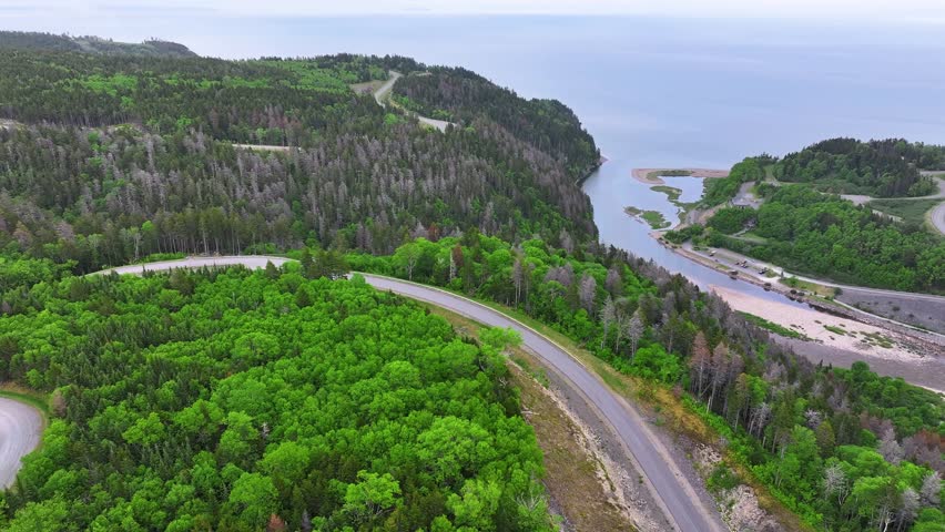 Fundy Bay Parkway Drone View - New Brunswick Canada Royalty-Free Stock Footage #1111080025
