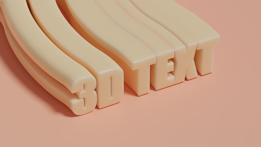 Loop 3d animation of 3d text. 3D TEXT. The text crawling on the pink surface wriggles like a snake. The idea of 3d design and graphics.