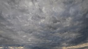sky timelapse of massive rain dark storm clouds and water drops - loop video