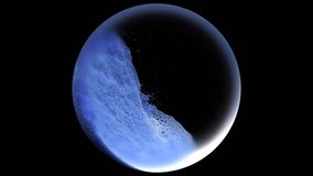 3d render abstract art video animation with surreal glass ball with liquid water substance inside based on small ball spheres particles inside in fluorescent neon blue white gradient color on black - Powered by Shutterstock - Get 15% off with code: PIKWIZARD15