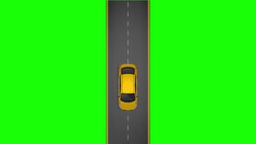 green screen car moving with top view