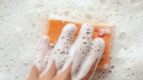 Soap, water and a sponge in your hands. Soap foam relaxing ASMR satisfying video. Part 2